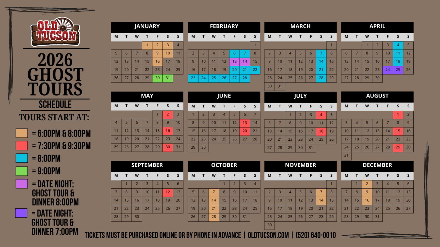 Ghost Tours Schedule